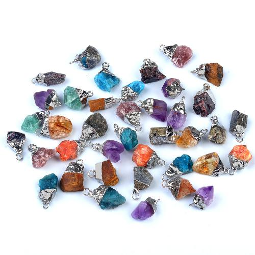 Gemstone Pendants Jewelry Natural Stone with Iron DIY Sold By PC