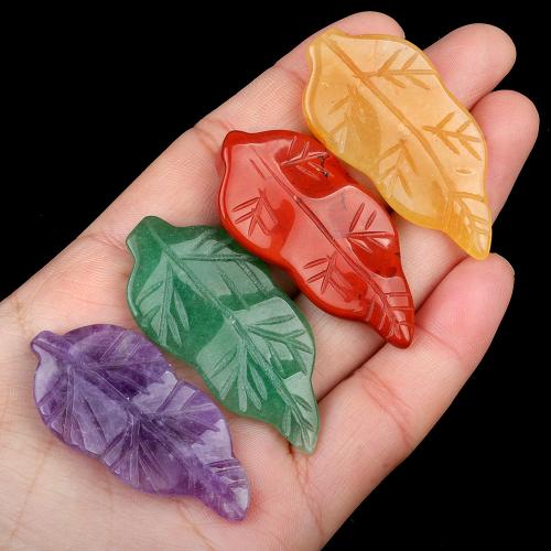 Gemstone Pendants Jewelry Natural Stone Leaf DIY Sold By PC