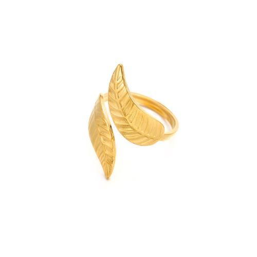 Stainless Steel Finger Ring 304 Stainless Steel Leaf plated fashion jewelry & for woman Diameter :22.66mm. Sold By PC