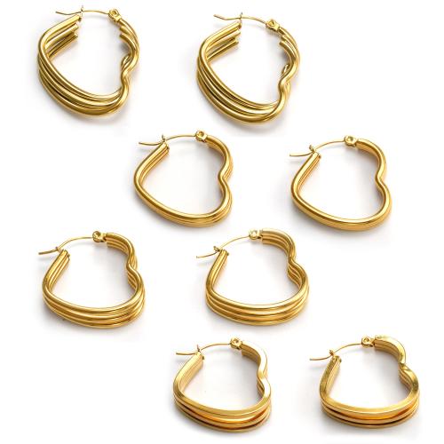 Stainless Steel Lever Back Earring 304 Stainless Steel Heart 18K gold plated fashion jewelry & for woman Sold By Pair