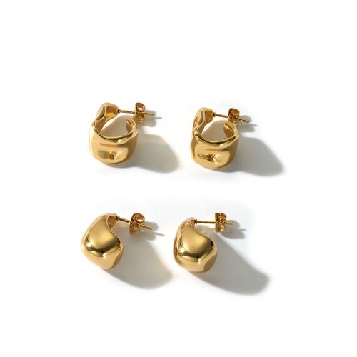 Stainless Steel Stud Earrings 304 Stainless Steel 18K gold plated fashion jewelry & for woman Sold By Pair