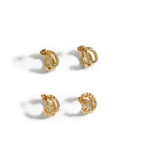 Stainless Steel Stud Earrings 304 Stainless Steel 18K gold plated fashion jewelry & for woman & hollow Sold By Pair