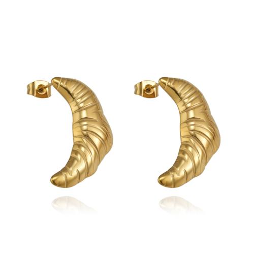 Stainless Steel Stud Earrings 304 Stainless Steel Horn plated fashion jewelry & for woman Sold By Pair