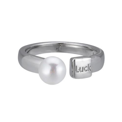 Sterling Silver smycken finger ring, 925 Sterling Silver, med Freshwater Pearl, för kvinna, platina färg, Säljs av PC