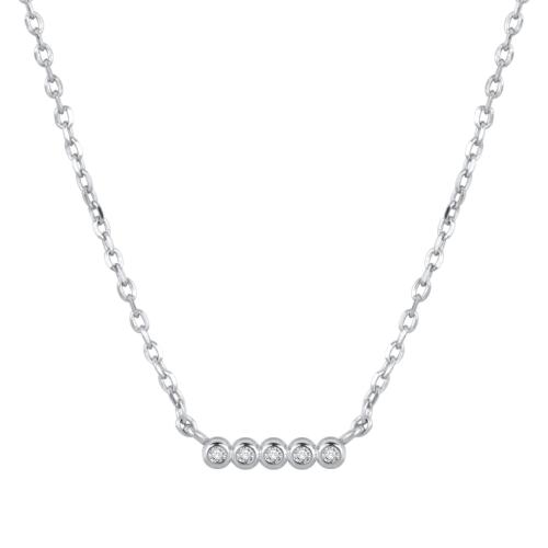 Zircone cubico Micro spianare collana dell'argento sterlina, 925 argento sterlina, Micro spianare cubic zirconia & per la donna, nessuno, Lunghezza Appross. 41-50 cm, Venduto da PC