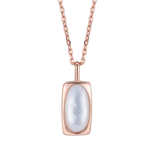 925 Sterling Silver Necklaces with Shell for woman rose gold color Length Approx 41-50 cm Sold By PC