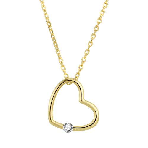 Cubic Zircon Micro Pave 925 Sterling Silver Necklace Heart micro pave cubic zirconia & for woman Length Approx 41-50 cm Sold By PC