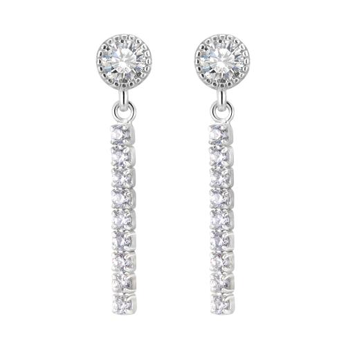 Cubic Zirconia Micro Pave Sterling Silver Earring 925 Sterling Silver micro pave cubic zirconia & for woman silver color Sold By Pair