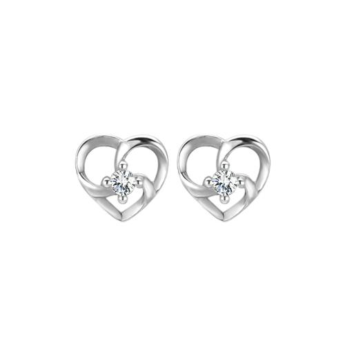 Cubic Zirconia micro pavimenta Sterling Silver Earring, 925 argento sterlina, Cuore, Micro spianare cubic zirconia & per la donna, nessuno, 6.70x7mm, Venduto da coppia