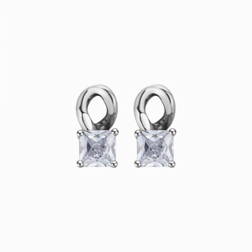 Cubic Zirconia Micro Pave Sterling Silver Earring 925 Sterling Silver micro pave cubic zirconia & for woman Sold By Pair