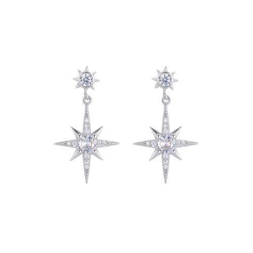 Cubic Zirconia micro pavimenta Sterling Silver Earring, 925 argento sterlina, Micro spianare cubic zirconia & per la donna, nessuno, 25.88x14.60mm, Venduto da coppia