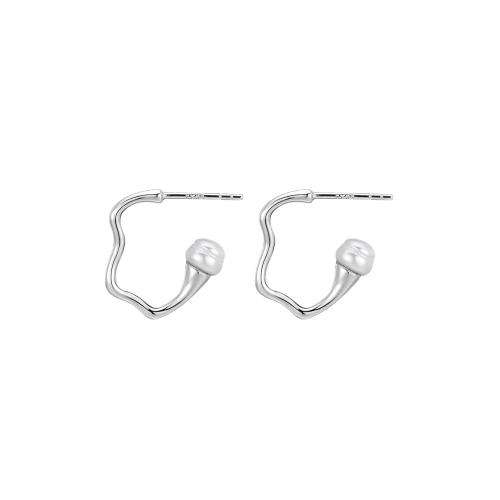 Sterling Silver Jewelry orecchino, 925 argento sterlina, with perla d'acquadolce coltivata naturalmente, per la donna, nessuno, 17.40x1.70mm, Venduto da coppia