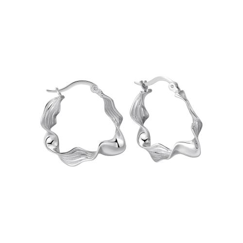 925 Sterling Silver Hoop Earrings for woman platinum color Sold By Pair