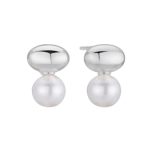 Sterling Silver Jewelry Earring, 925 Sterling Silver, le Pearl Fionnuisce, do bhean, dathanna níos mó le haghaidh rogha, 8.60x12.60mm, Díolta De réir Péire