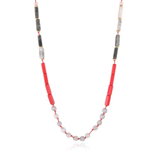 Gemstone šperky náhrdelník, Drahokam, ruční práce, Nastavitelný & unisex, smíšené barvy, Délka Cca 54 cm, Prodáno By PC