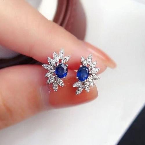 Cubic Zirconia Micro Pave Latão Brinco, cobre, micro pavimento em zircônia cúbica & para mulher, azul, vendido por par