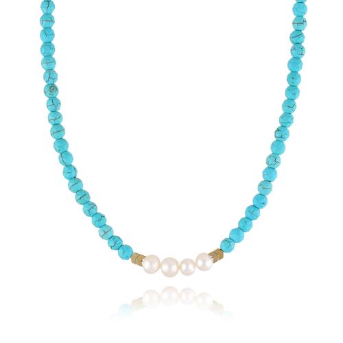 Fashion Turquoise Necklace with Plastic Pearl Bohemian style & for woman green Sold By PC