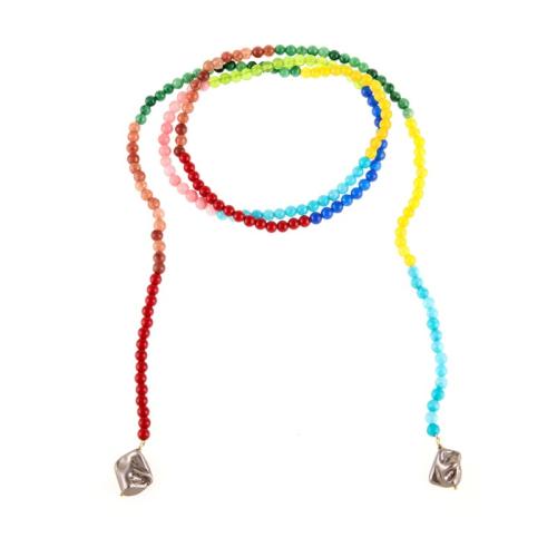 Natural Gemstone Necklace handmade fashion jewelry & for woman multi-colored Length Approx 117 cm Sold By PC