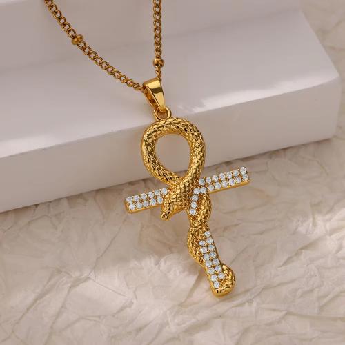 Cubic Zircon Micro Pave Brass Necklace Vacuum Ion Plating micro pave cubic zirconia & for woman Sold By PC