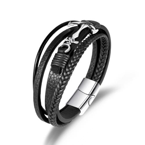 PU Leather Cord Bracelets Vacuum Ion Plating for man Sold By PC