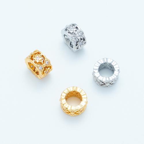 Cubic Zirconia Micro Pave Brass Beads Vacuum Ion Plating DIY & micro pave cubic zirconia Sold By PC