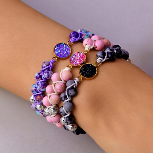 Stainless Steel Jewelry Bracelet 304 Stainless Steel with Gemstone Vacuum Ion Plating for woman Sold By PC