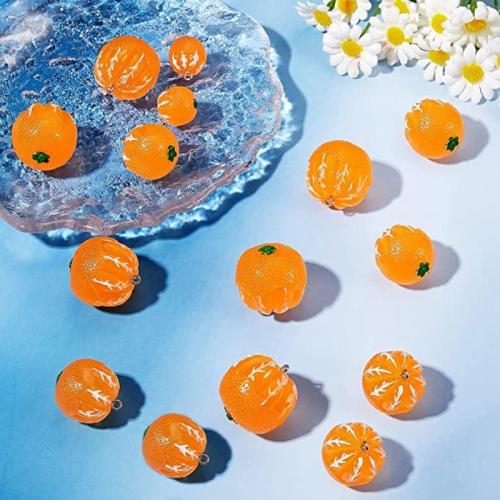 Resin vedhæng, Plastic, med Resin, Orange, forgyldt, du kan DIY & forskellig størrelse for valg, flere farver til valg, Hole:Ca. 6mm, Solgt af PC