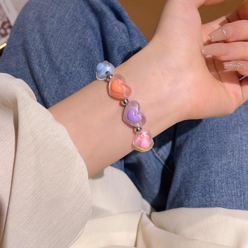 Pulseras de resina, Cuerda elástica de nylon, con resina, para mujer, Vendido por UD