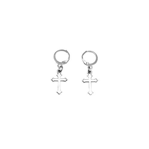 Earring Buail Huggie, Sinc Alloy, Cross, do bhean, Poll:Thart 6mm, Díolta De réir Péire