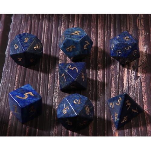 Dés pour jeux, Lapis lazuli, Motif géométrique, styles différents pour le choix, Vendu par PC