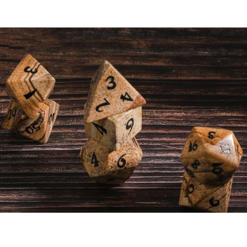 Dice for games Picture Jasper Geometrical Pattern 7 pieces Sold By Set