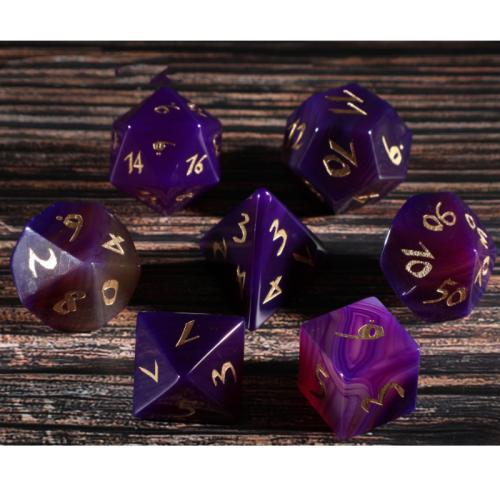 Dice for games Purple Agate Geometrical Pattern Carved Sold By PC