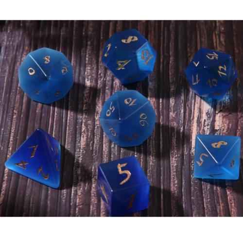 Dés pour jeux, Oeil de chat, Motif géométrique, styles différents pour le choix, bleu, Vendu par PC