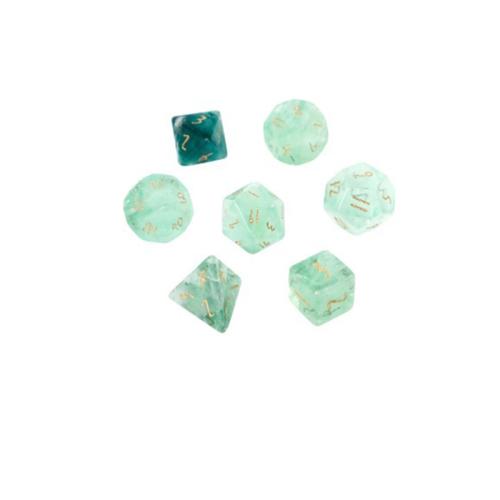 Dice for games Green Fluorite Geometrical Pattern Sold By PC