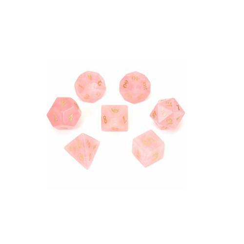 Dés pour jeux, quartz rose, Motif géométrique, styles différents pour le choix, Vendu par PC