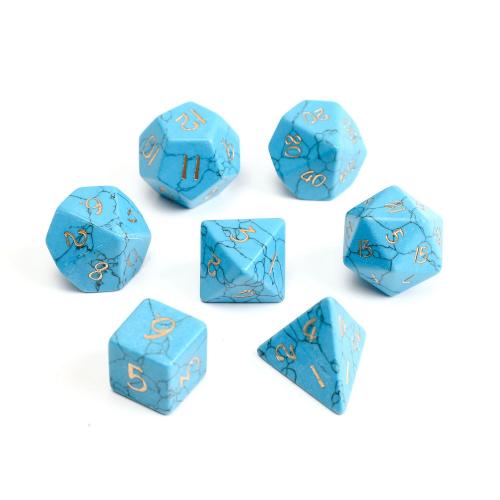 Dobbelstenen voor spelletjes, Synthetisch Blauw Turquoise, Geometrisch Patroon, verschillende stijlen voor de keuze, Verkocht door PC