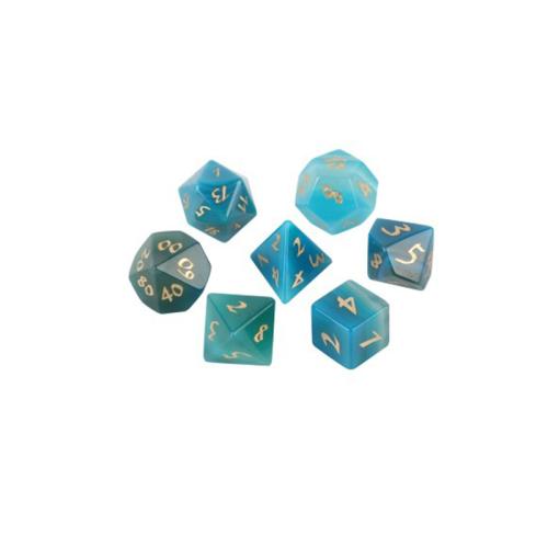 Dés pour jeux, agate bleue, Motif géométrique, styles différents pour le choix, Vendu par PC