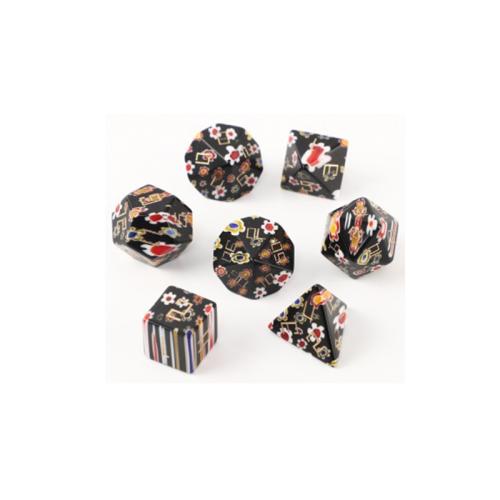 Dice for games Lampwork Geometrical Pattern black Sold By PC