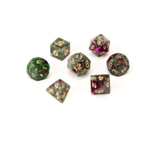 Dice for games Ruby in Zoisite Geometrical Pattern Sold By PC