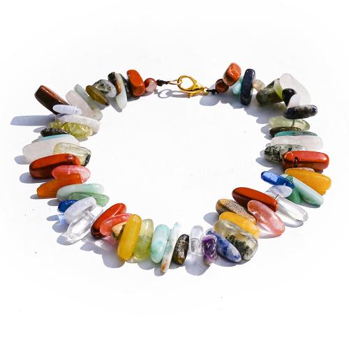 Collier bijoux de pierre gemme, Irrégulière, bijoux de mode & pour femme, multicolore, Single: length15-25mm, width 5-8mm, Longueur Environ 35 cm, Vendu par PC