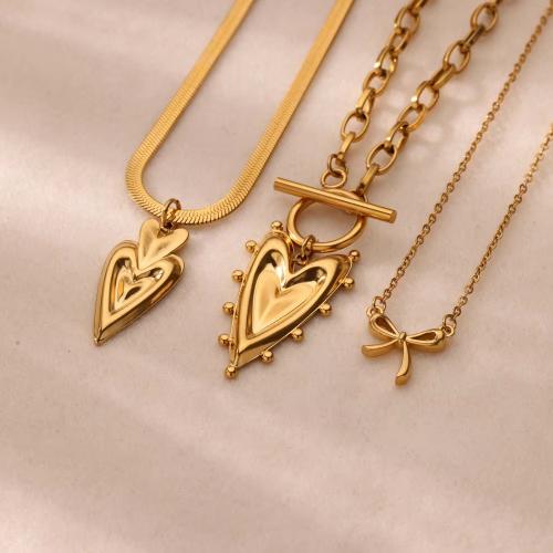 Fashion Stainless Steel Jewelry Sets Stud Earring & necklace 304 Stainless Steel gold color plated & for woman nickel lead & cadmium free Sold By PC