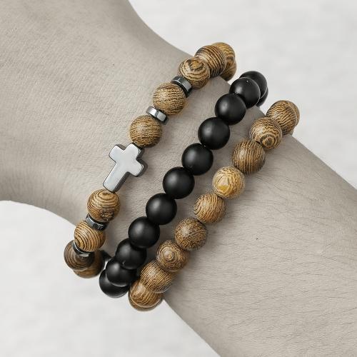 Wood Bracelets with Abrazine Stone Unisex mixed colors Sold By PC