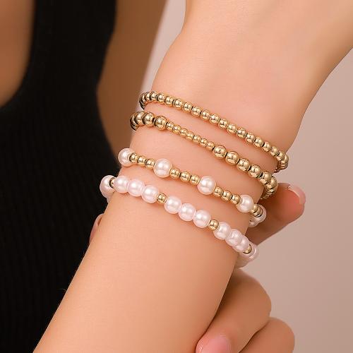 Brass Bracelet & Bangle with Plastic Pearl & for woman nickel lead & cadmium free Sold By PC