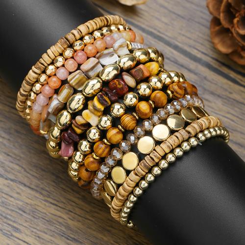 Wood Bracelets with Gemstone Unisex mixed colors Sold By Set