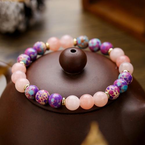 Bracelets quartz, quartz rose, avec Jaspe d'impression, pour femme, Longueur 16 cm, Vendu par PC