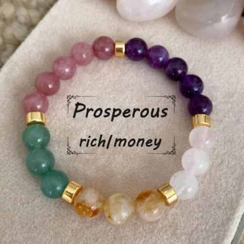 Quartz Bracelets Rose Quartz with Amethyst & Citrine for woman mixed colors Length 16 cm Sold By PC