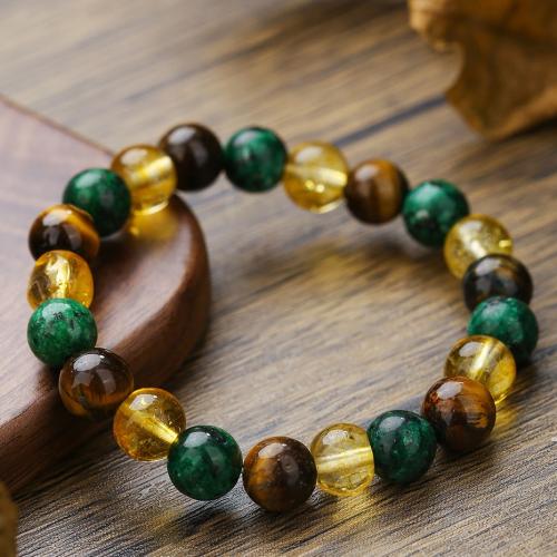 Fashion Turkis Armbånd, Afrikansk turkis, med Tiger Eye, Unisex, blandede farver, Længde 16 cm, Solgt af PC