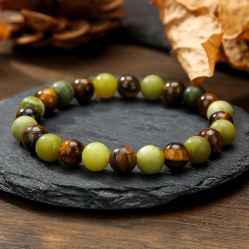 Natural Tiger Eye pulseiras, olho de tigre, unissex, cores misturadas, comprimento 16 cm, vendido por PC