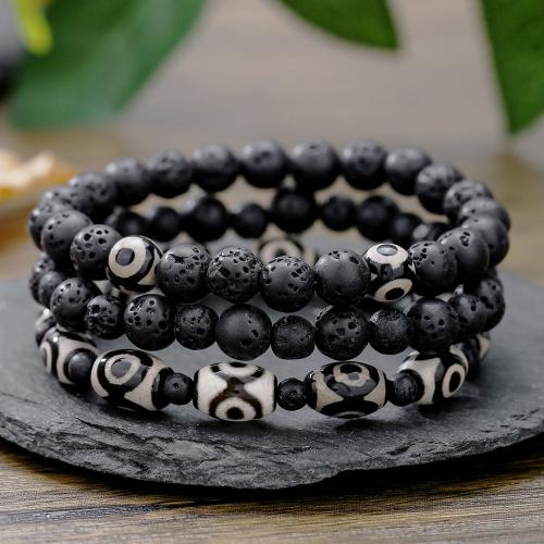 Edelstein Armbänder, Lava, drei Stücke & unisex, gemischte Farben, Länge 18-19 cm, verkauft von PC