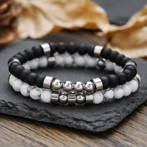 Fashion Turkis Armbånd, magnesit, med Abrazine Stone, 2 stykker & Unisex, blandede farver, Solgt af PC